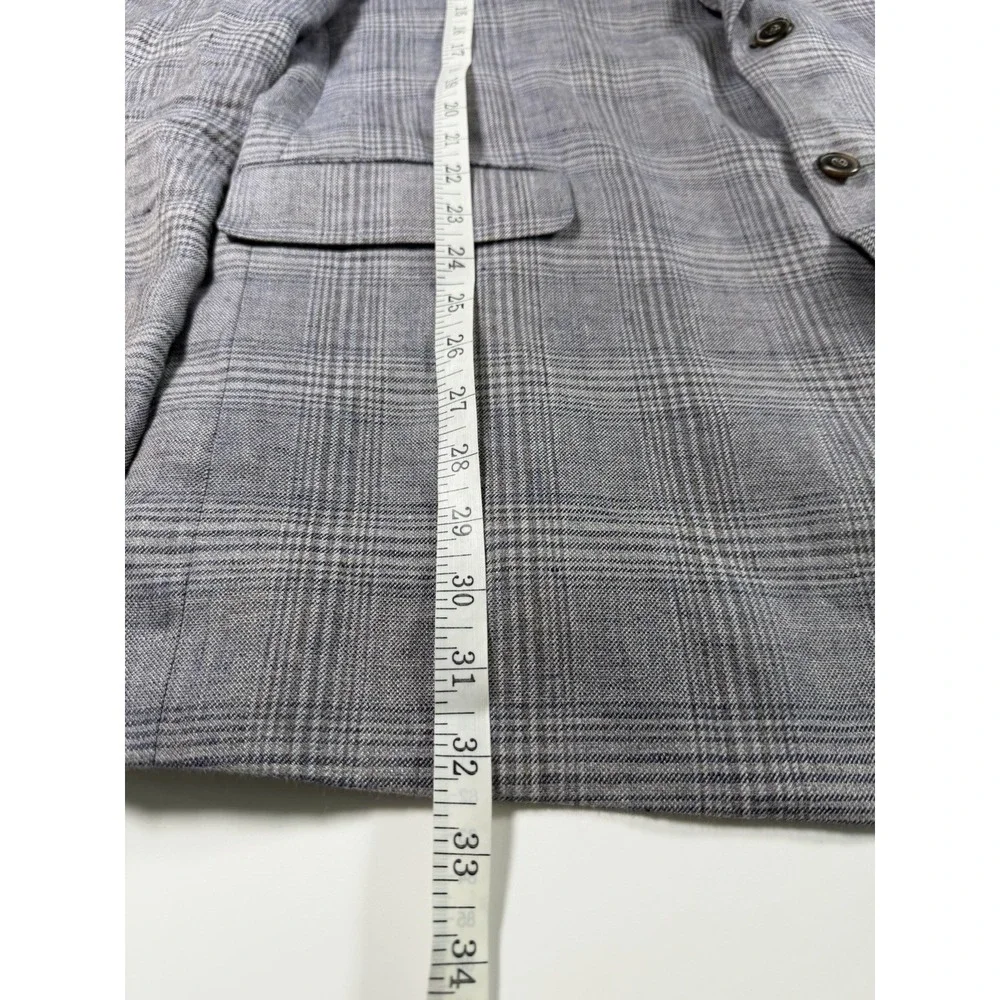 Jos A Bank 1905 Blazer 44R Glen Plaid 100% Linen Tailored Fit Sport Coat Jacket